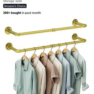 Gold Double Rod Wall-Mounted Clothes Rack - set of 2
